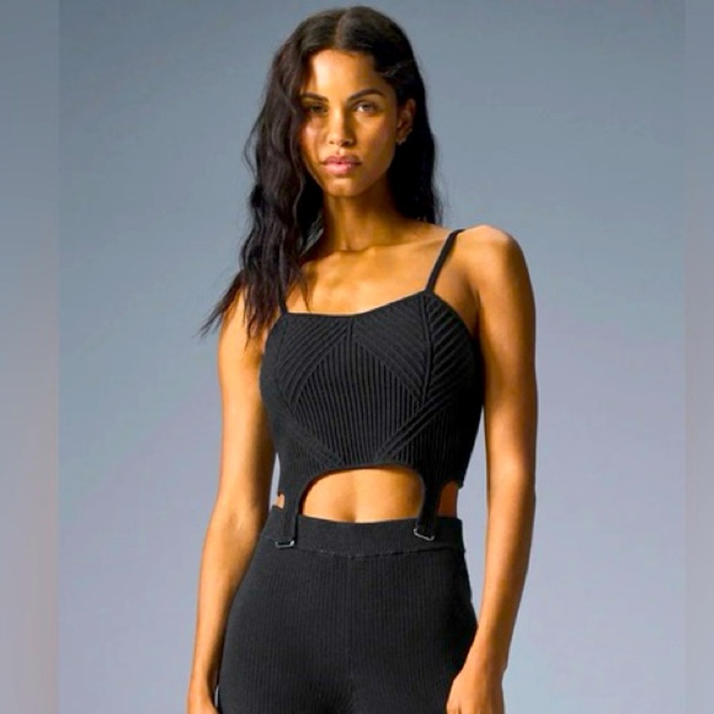 Alo Yoga Denim Knit Garter Tank Top